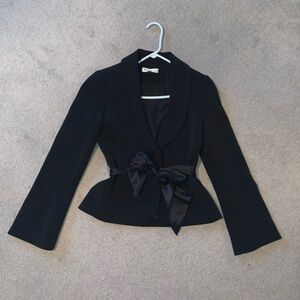 Like New! White House Black Market Black Women's Blazer with Satin Bow